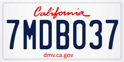 CA license plate 7MDB037