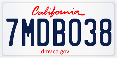 CA license plate 7MDB038