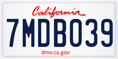 CA license plate 7MDB039