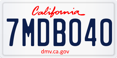 CA license plate 7MDB040