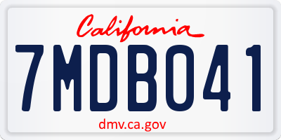 CA license plate 7MDB041