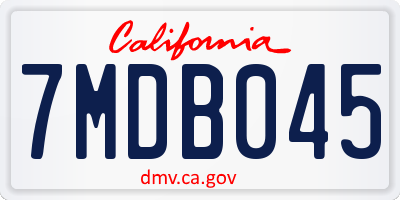 CA license plate 7MDB045