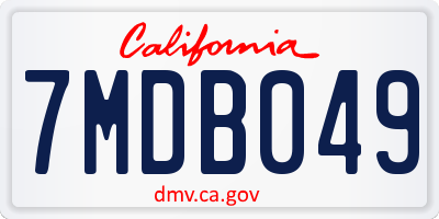 CA license plate 7MDB049