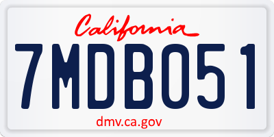 CA license plate 7MDB051