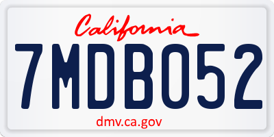 CA license plate 7MDB052