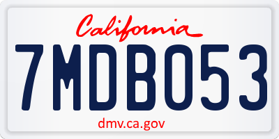 CA license plate 7MDB053