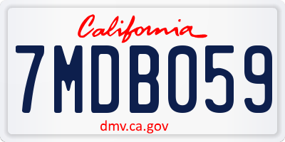 CA license plate 7MDB059