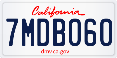 CA license plate 7MDB060