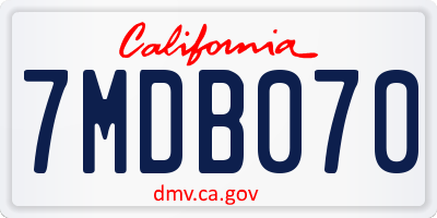 CA license plate 7MDB070