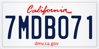 CA license plate 7MDB071