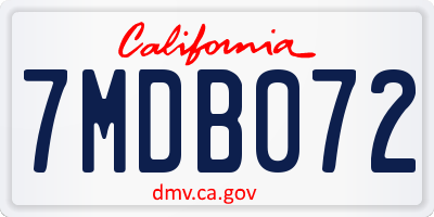 CA license plate 7MDB072