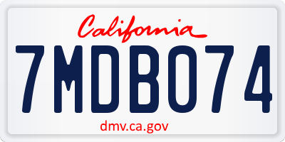 CA license plate 7MDB074