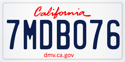 CA license plate 7MDB076