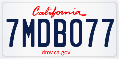 CA license plate 7MDB077