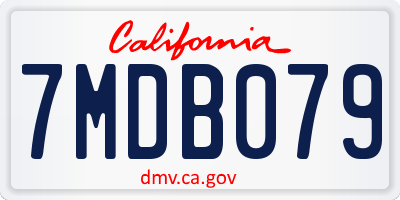 CA license plate 7MDB079
