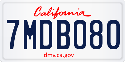 CA license plate 7MDB080