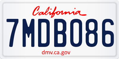 CA license plate 7MDB086