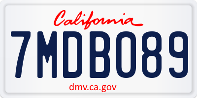 CA license plate 7MDB089