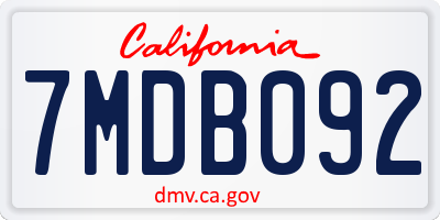 CA license plate 7MDB092