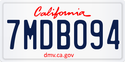 CA license plate 7MDB094