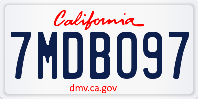 CA license plate 7MDB097