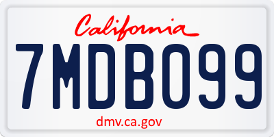 CA license plate 7MDB099