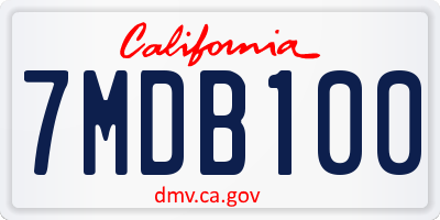 CA license plate 7MDB100