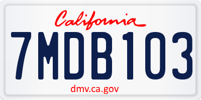 CA license plate 7MDB103