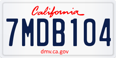 CA license plate 7MDB104