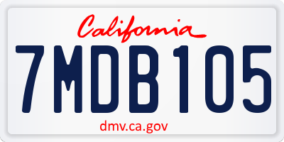 CA license plate 7MDB105