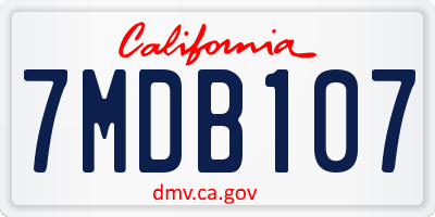 CA license plate 7MDB107
