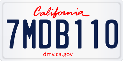 CA license plate 7MDB110