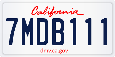 CA license plate 7MDB111