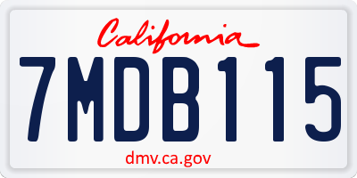 CA license plate 7MDB115