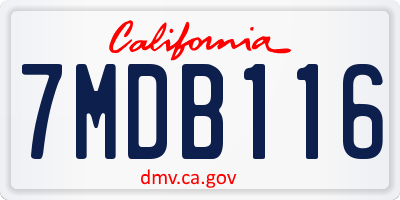 CA license plate 7MDB116