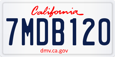 CA license plate 7MDB120