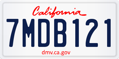 CA license plate 7MDB121