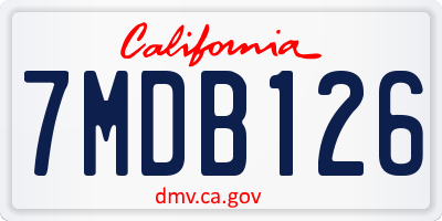 CA license plate 7MDB126