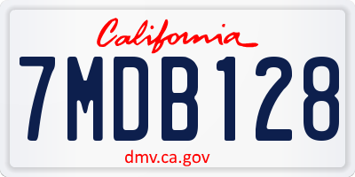 CA license plate 7MDB128