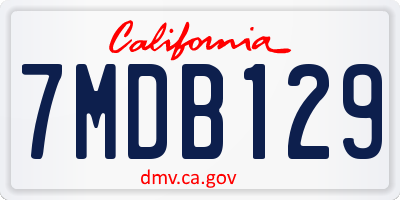 CA license plate 7MDB129