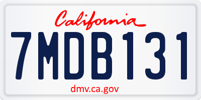 CA license plate 7MDB131