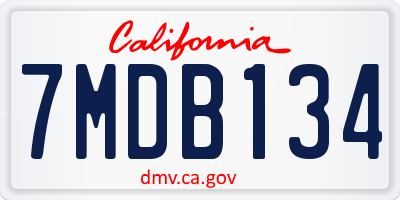 CA license plate 7MDB134