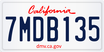 CA license plate 7MDB135