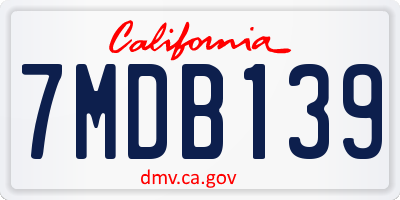 CA license plate 7MDB139