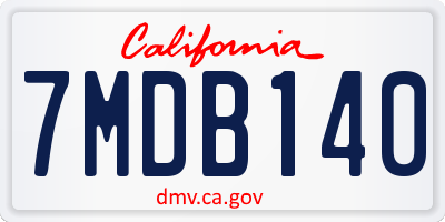 CA license plate 7MDB140