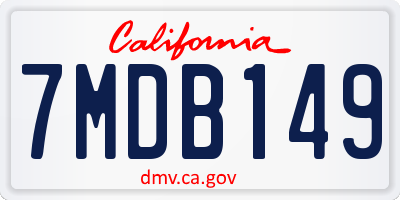 CA license plate 7MDB149