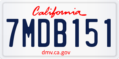 CA license plate 7MDB151