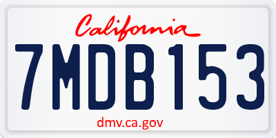 CA license plate 7MDB153