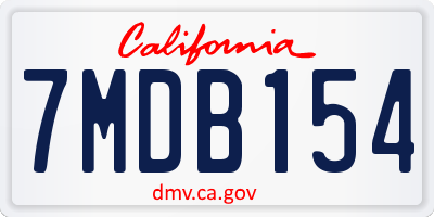 CA license plate 7MDB154