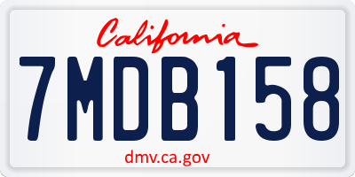 CA license plate 7MDB158